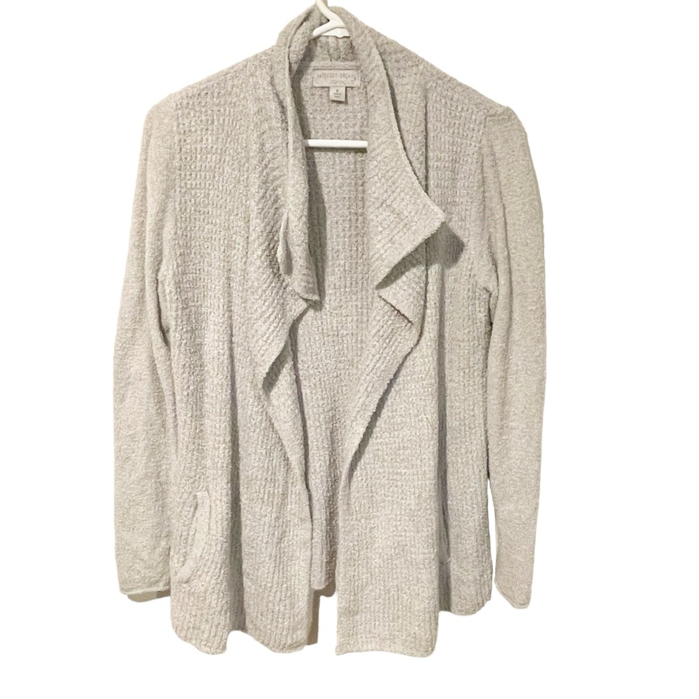 Barefoot Dreams Size Medium Cozy‎ Chic Lite Gray Open Front Cardigan Sweater